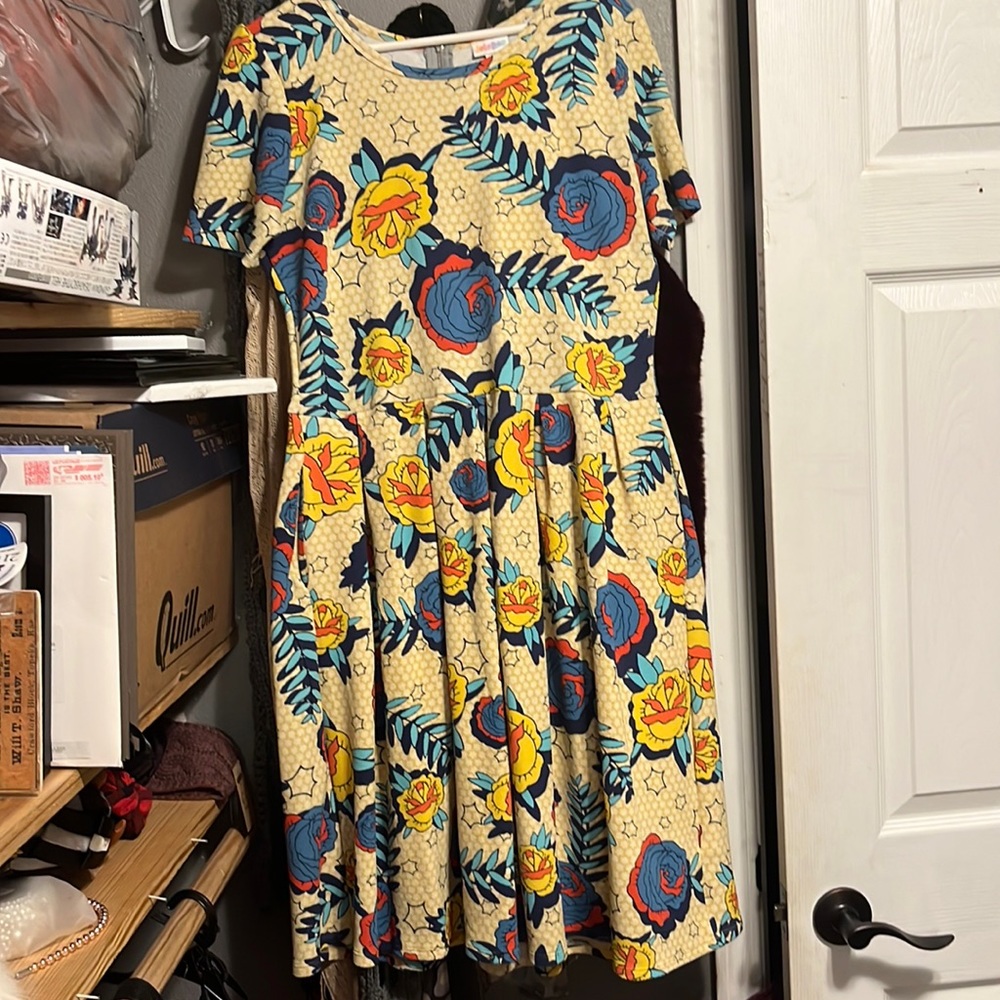 2X LuLaRoe Tattoo Chic Midi Dress